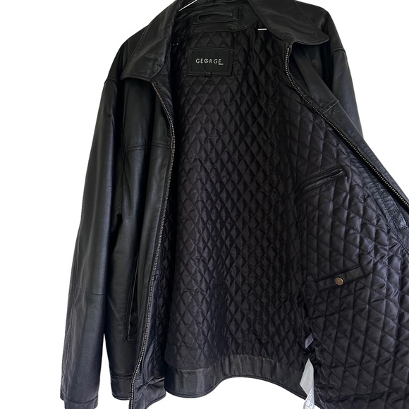 Oversized Boyfriend Vintage Black Leather Coat Jacket - Picture 6 of 9